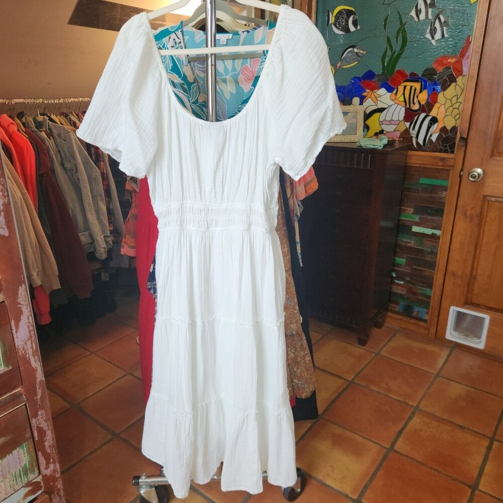 White Cotton Gap Midi Dress